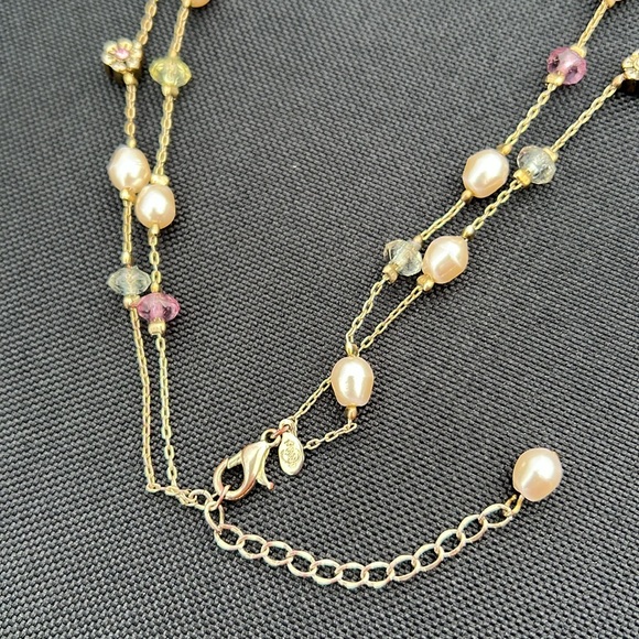 Premier Design Gold-tone Necklace w/ pearls ~ beads ~ flowers - Picture 2 of 5